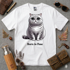 Born to Pose Cartoon Cat T-Shirt