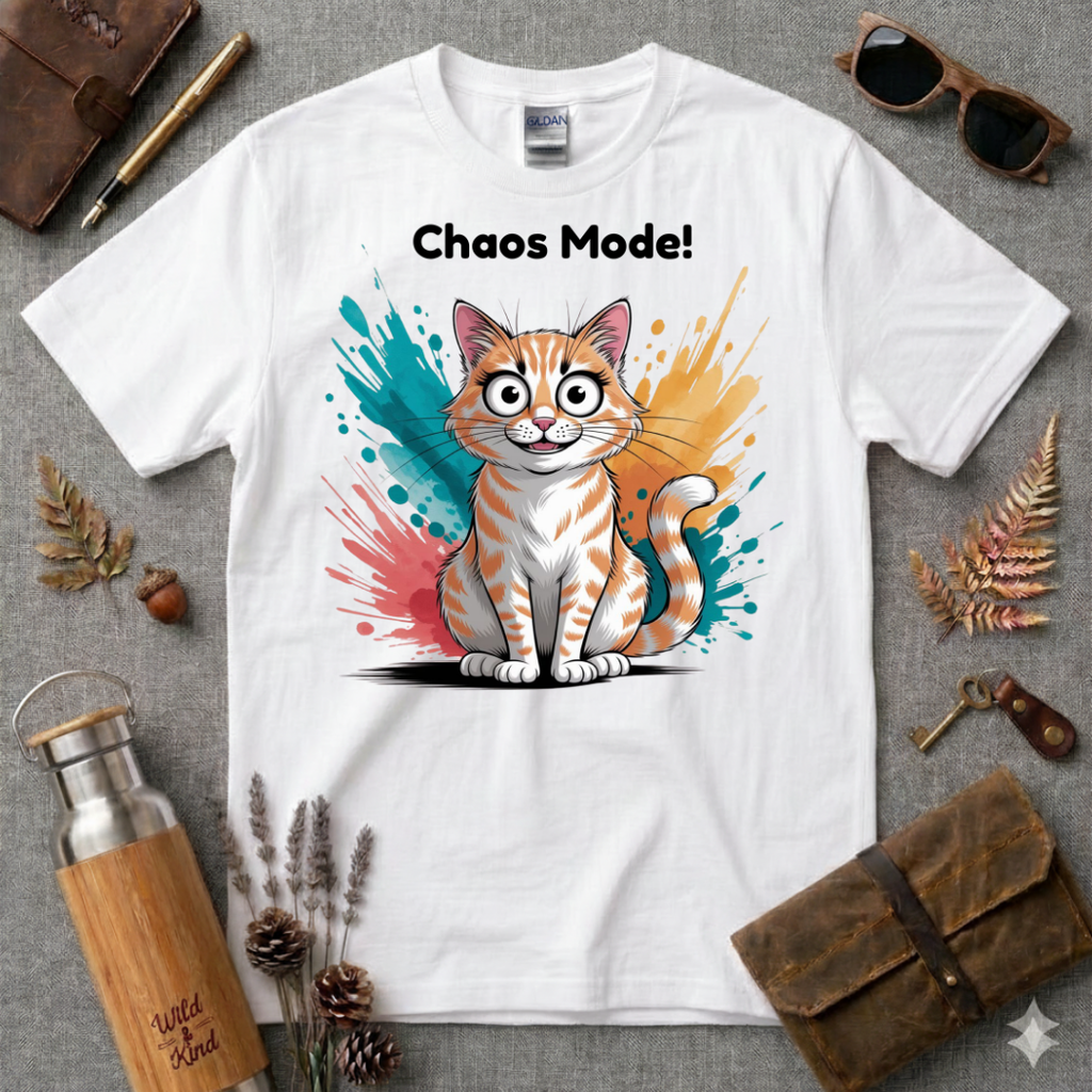 Chaos Mode Cartoon Cat T-Shirt