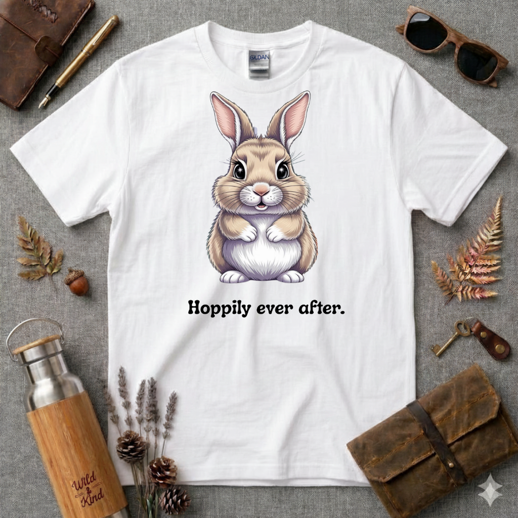 Hoopily Every After Cartoon Bunny T-Shirt