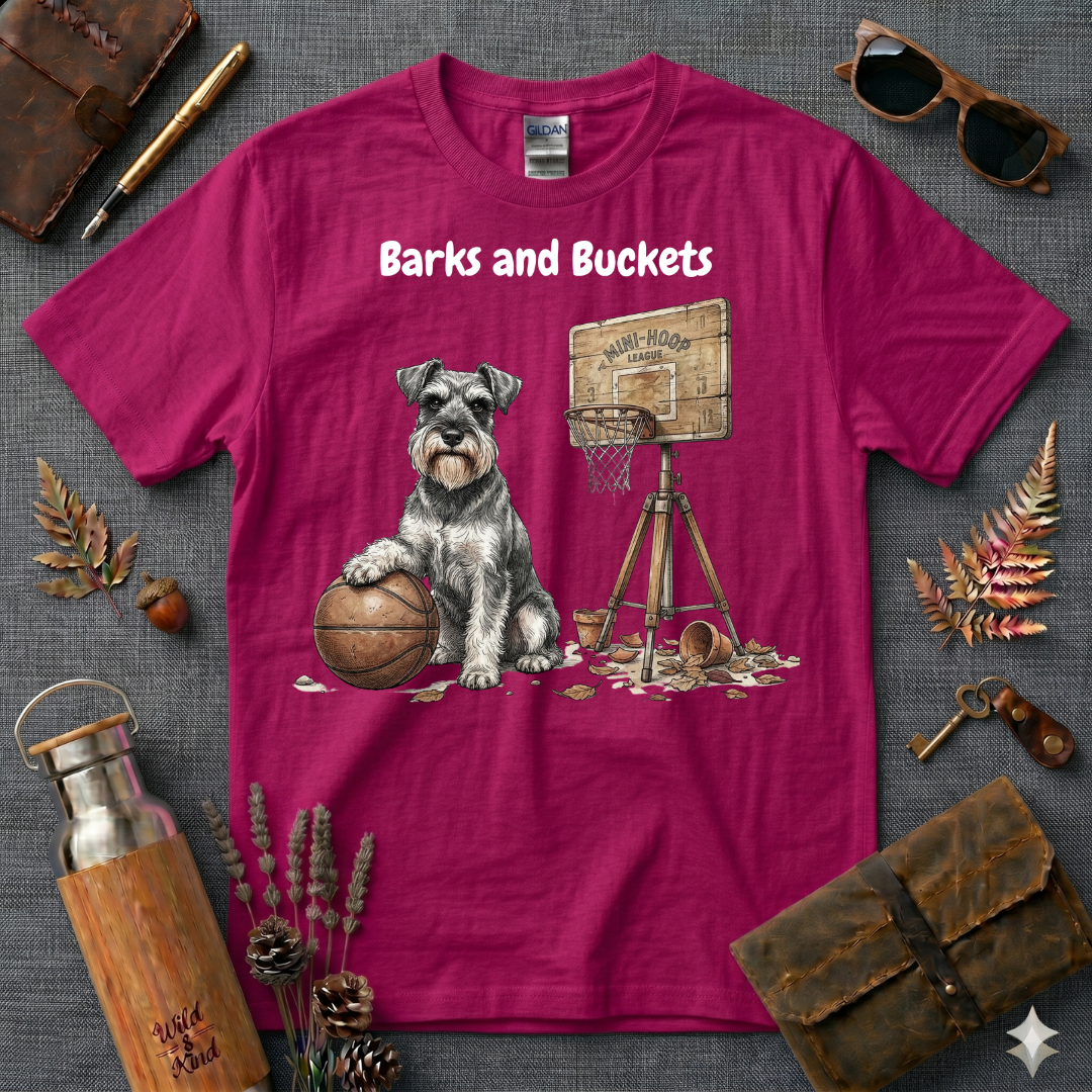 Barks and Buckets Schnauzer Basketball T-Shirt