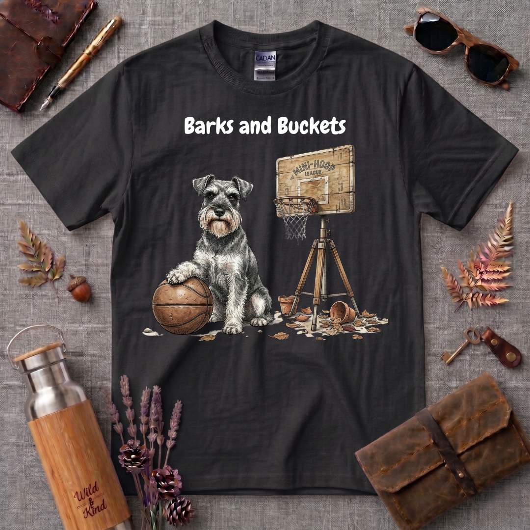 Barks and Buckets Schnauzer Basketball T-Shirt