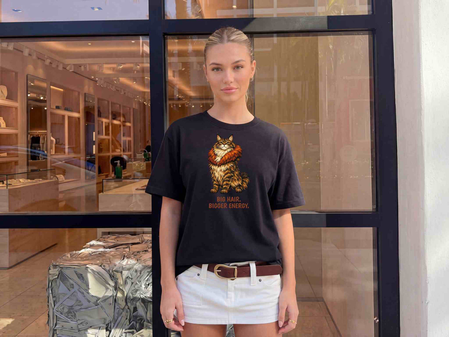 Big Hair, Bigger Energy – Maine Coon Cat T-Shirt | Wild & Kind