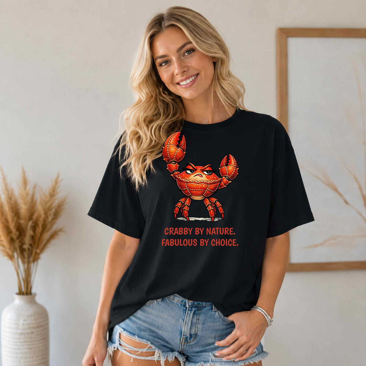 Crabby By Nature Graphic T-Shirt — Funny Crab Illustration Tee