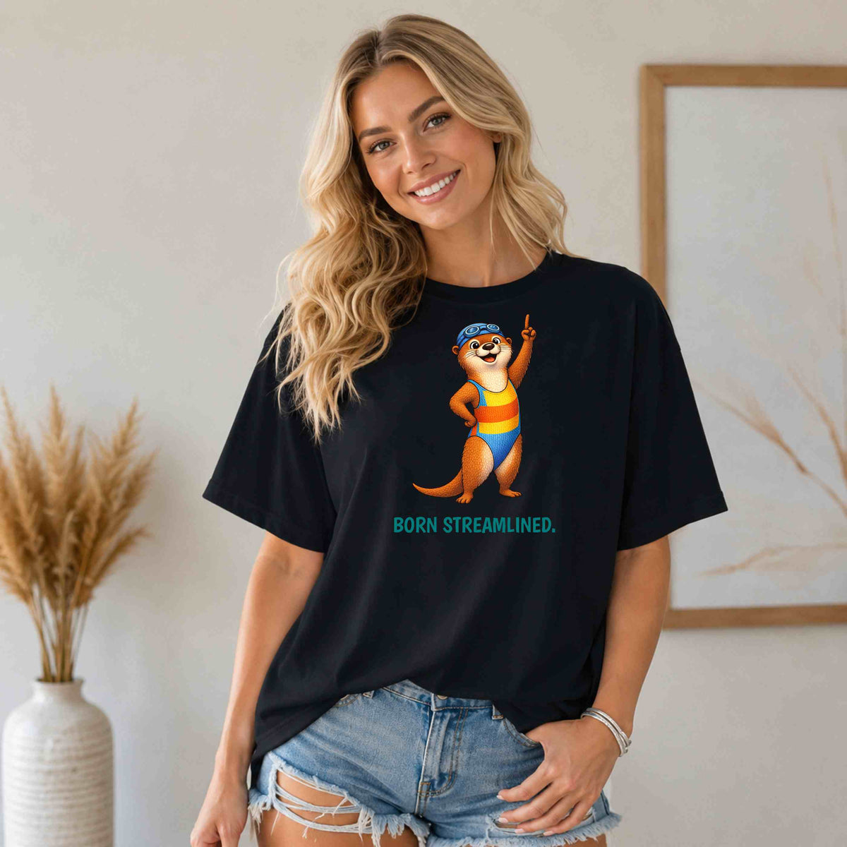 Swimming Otter T-Shirt | Funny Sports Animal Tee | Wild & Kind Game Face