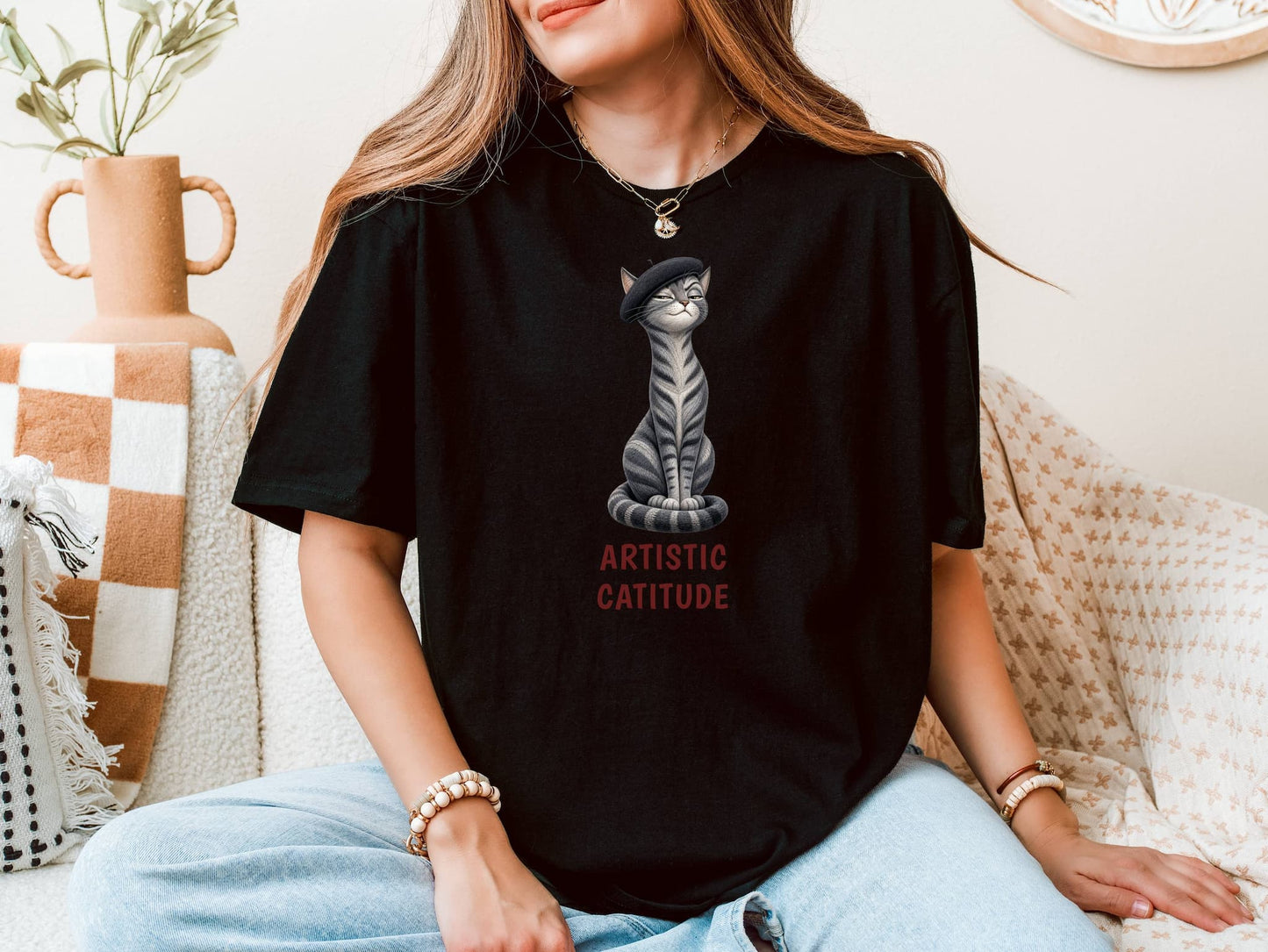Artistic Catitude — Domestic Divas Beret Cat Tee