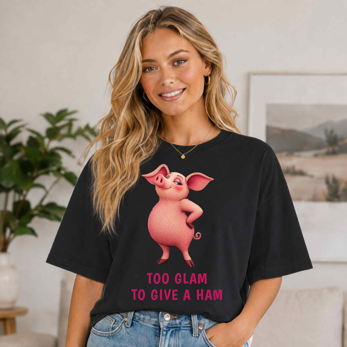 Too Glam to Give a Ham — Barnyard Baddies Pig Tee