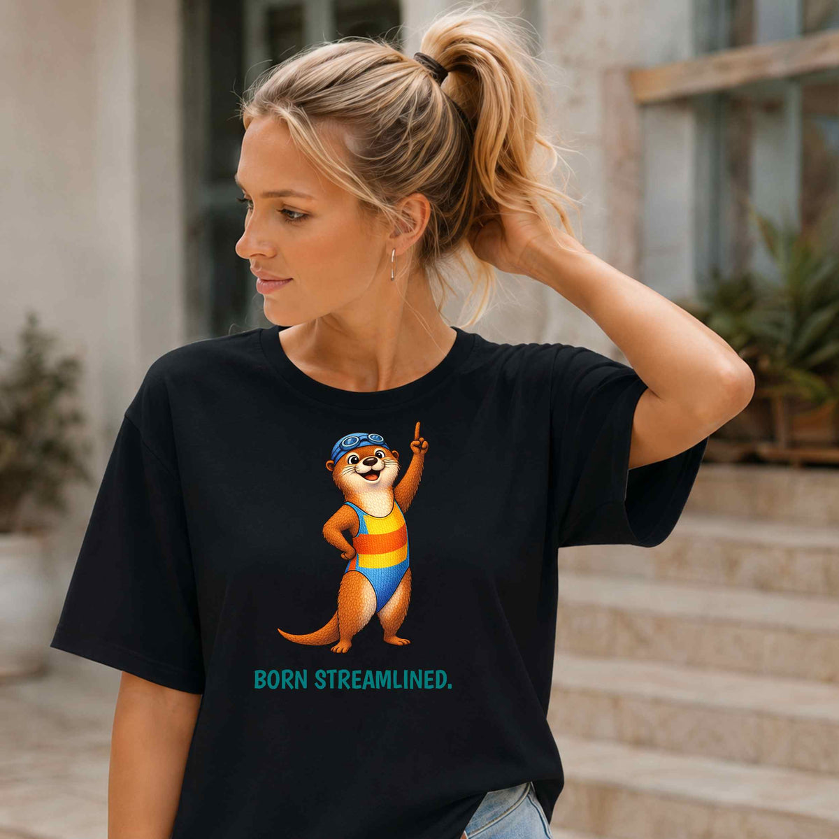 Swimming Otter T-Shirt | Funny Sports Animal Tee | Wild & Kind Game Face