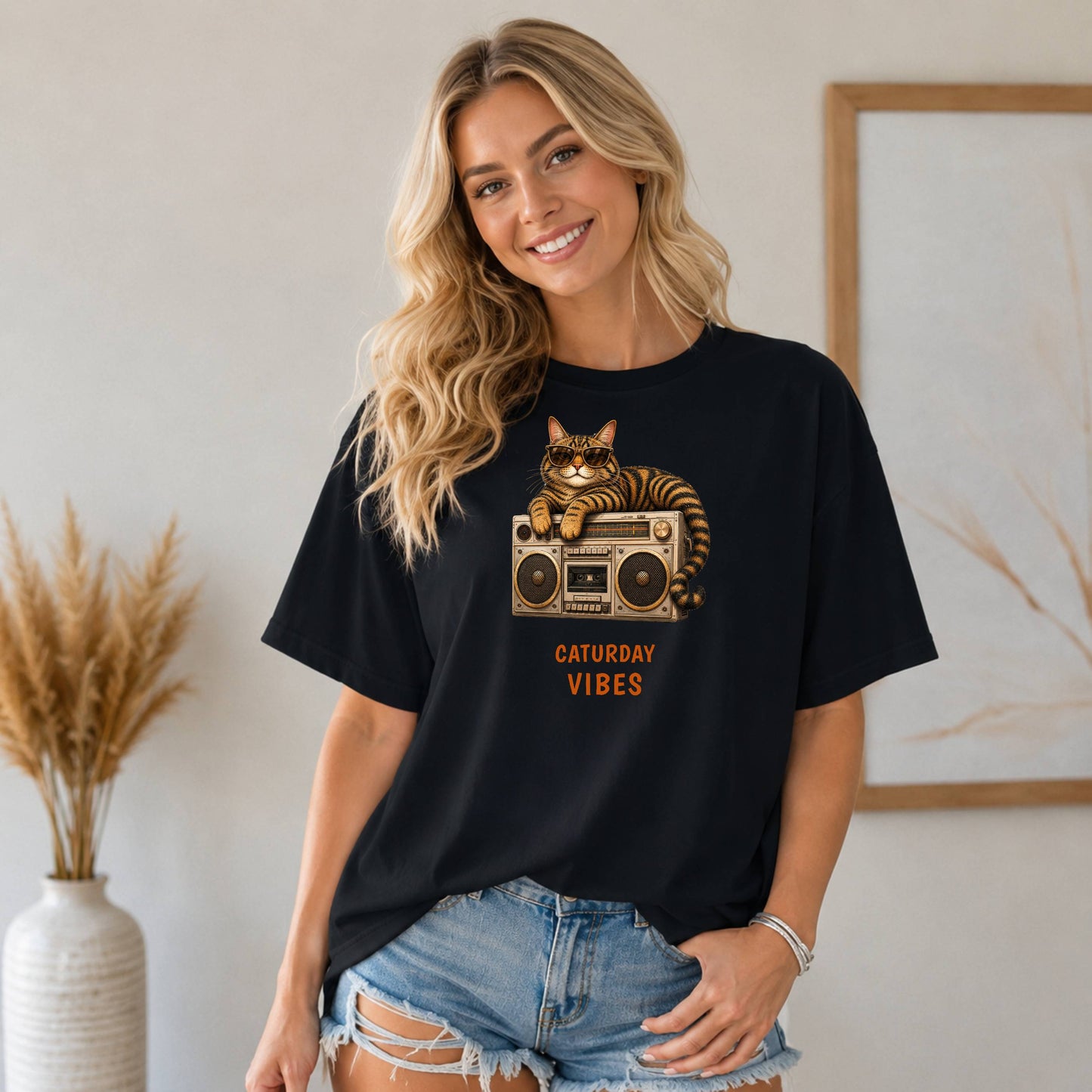 Caturday Vibes — Domestic Divas Cat Boombox Tee