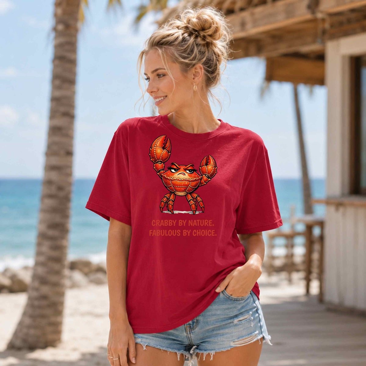 Crabby By Nature Graphic T-Shirt — Funny Crab Illustration Tee