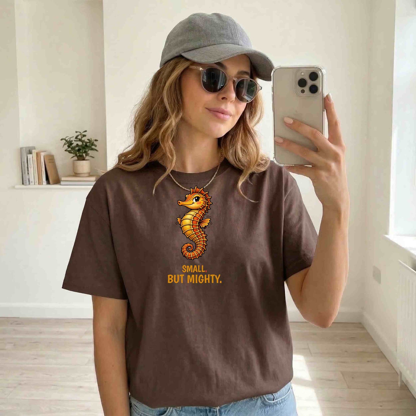 Seahorse T-Shirt — "Small but Mighty" Cute Ocean Graphic Tee