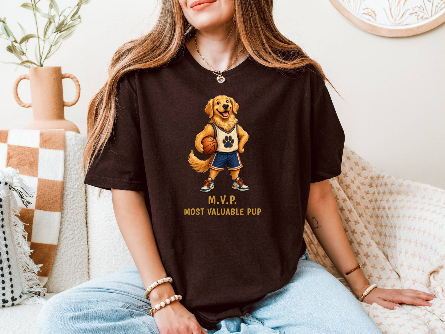 M.V.P. Most Valuable Pup — Basketball Golden Retriever Tee