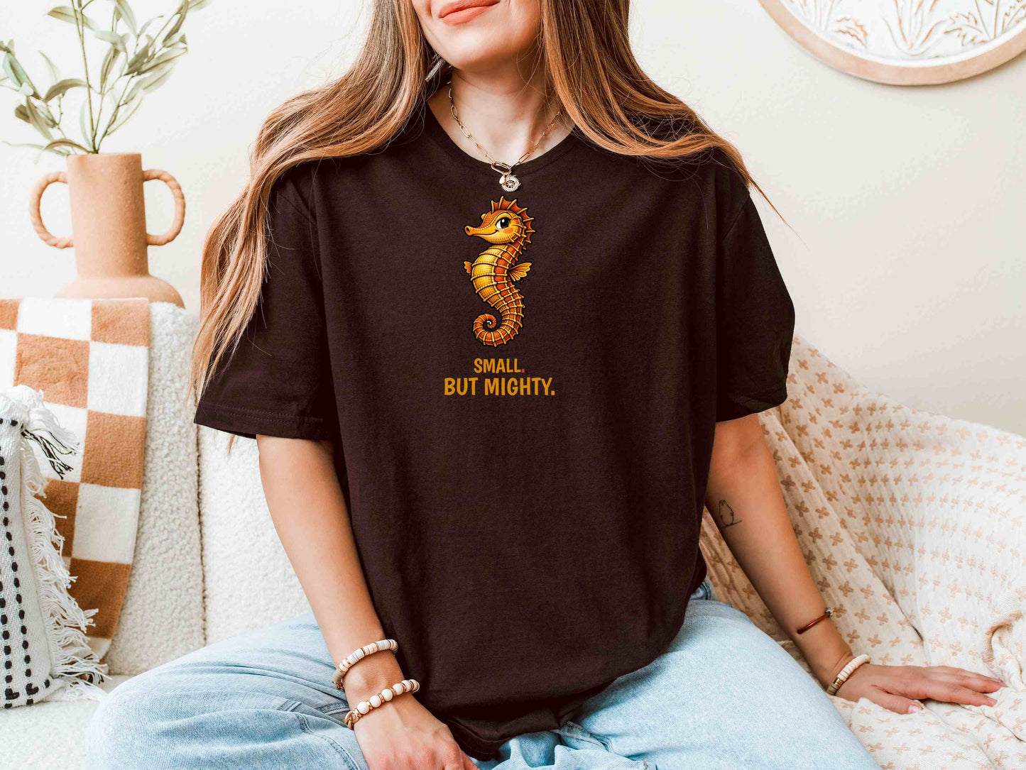Seahorse T-Shirt — "Small but Mighty" Cute Ocean Graphic Tee