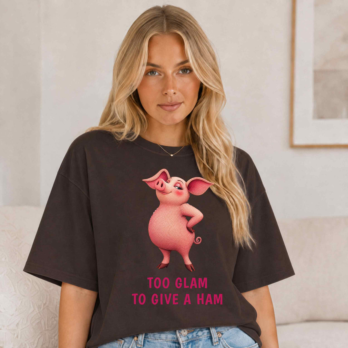 Too Glam to Give a Ham — Barnyard Baddies Pig Tee