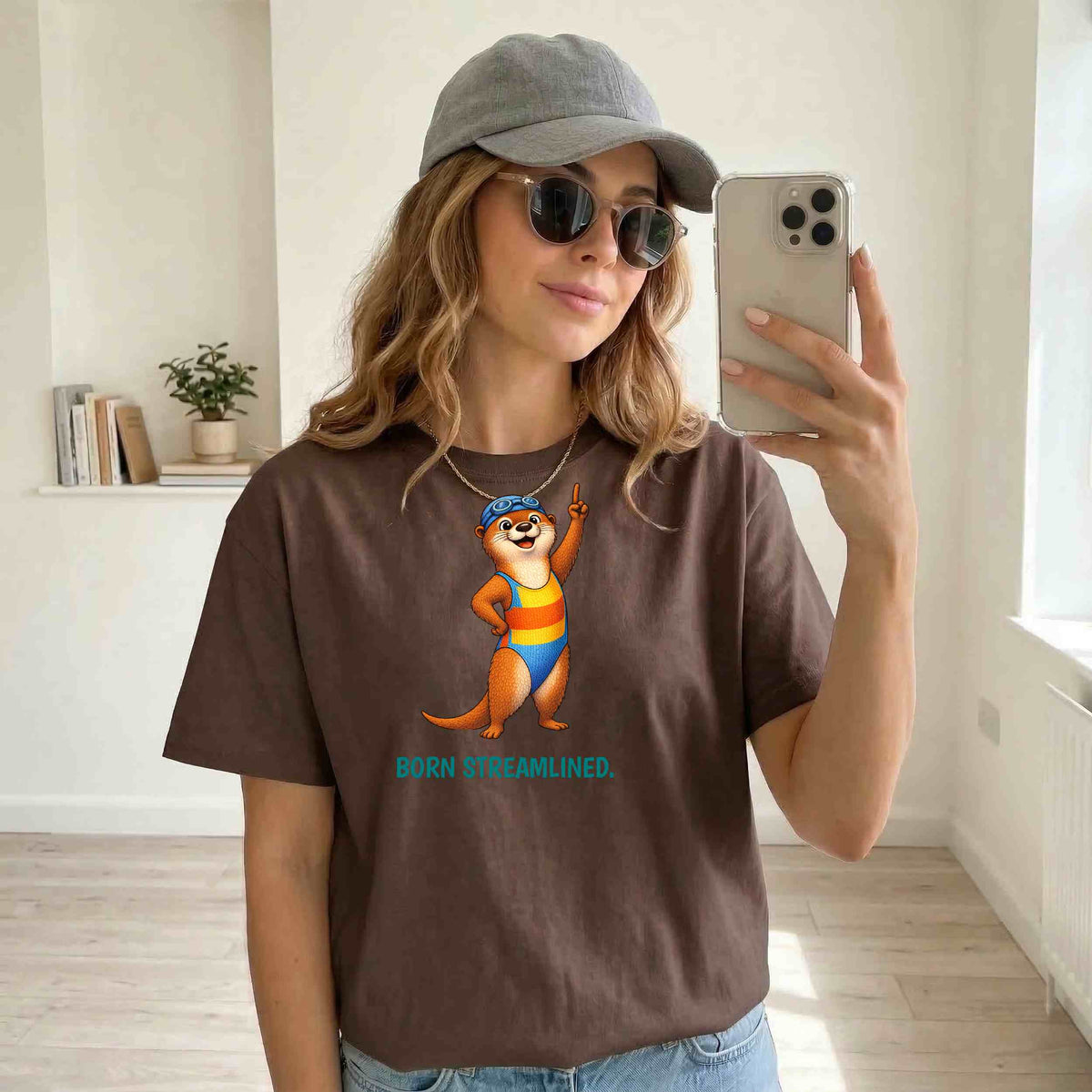 Swimming Otter T-Shirt | Funny Sports Animal Tee | Wild & Kind Game Face