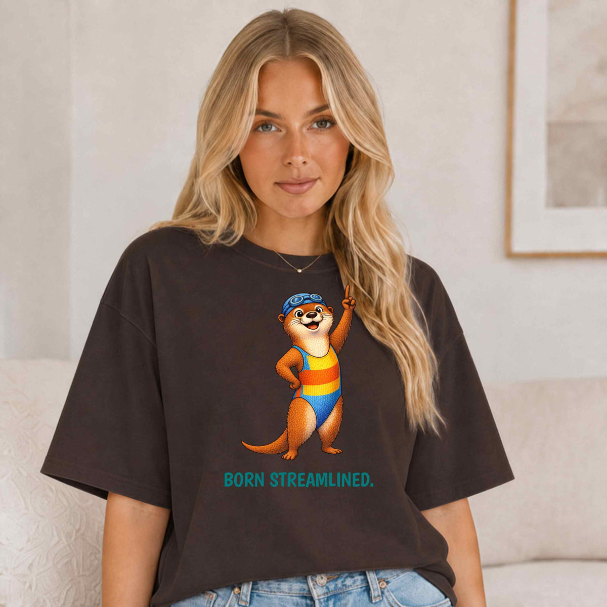 Swimming Otter T-Shirt | Funny Sports Animal Tee | Wild & Kind Game Face