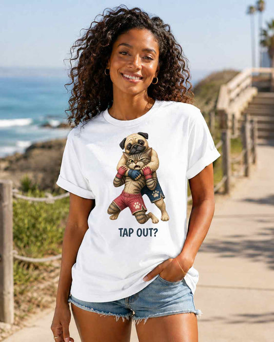 Pug and Cat MMA Fighters T-Shirt | Tap Out Graphic Tee