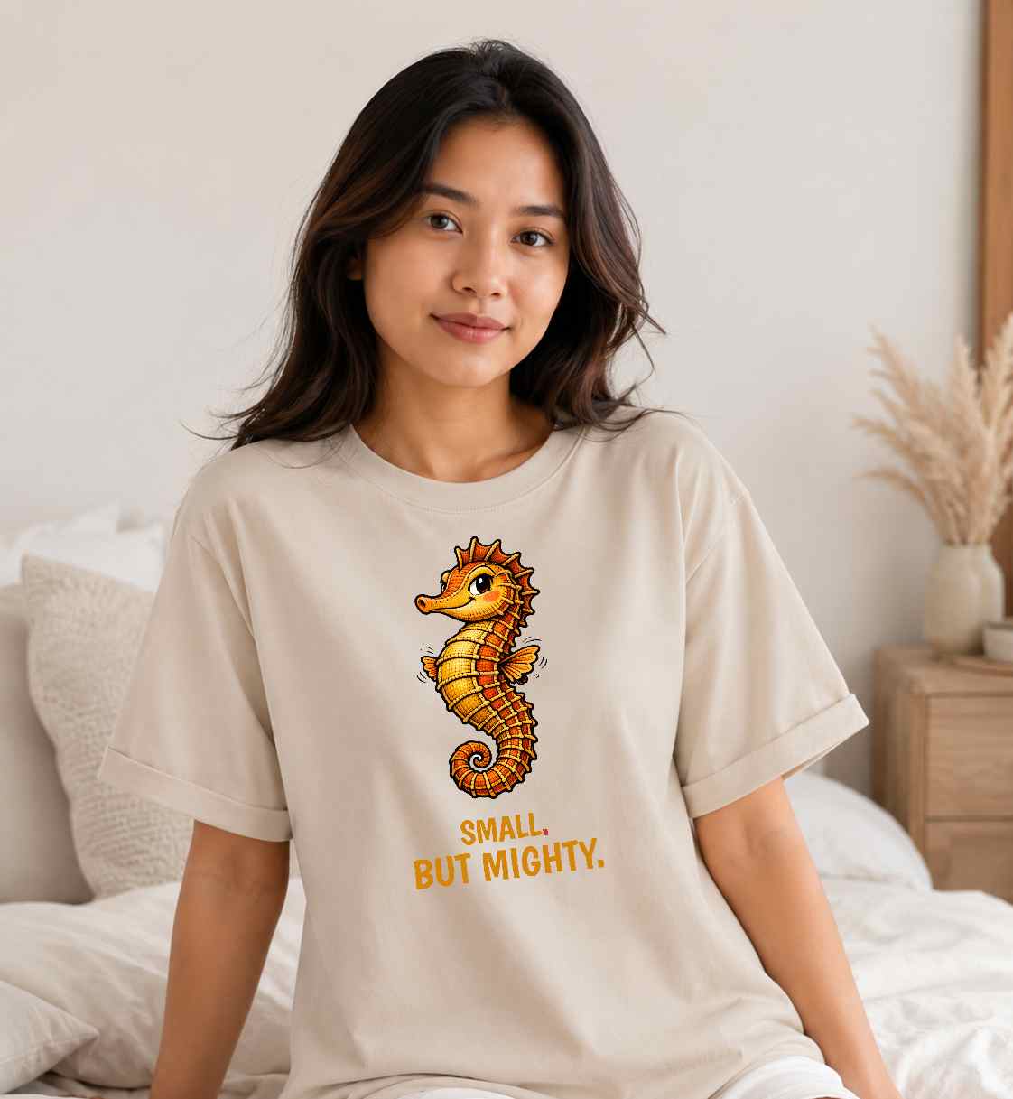 Seahorse T-Shirt — "Small but Mighty" Cute Ocean Graphic Tee