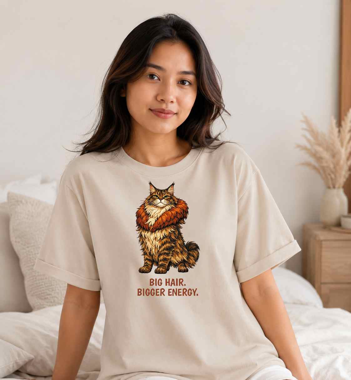 Big Hair, Bigger Energy – Maine Coon Cat T-Shirt | Wild & Kind