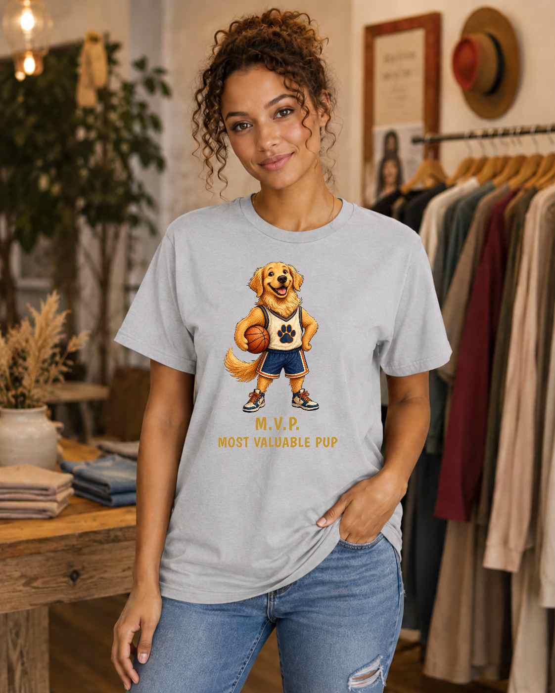 M.V.P. Most Valuable Pup — Basketball Golden Retriever Tee
