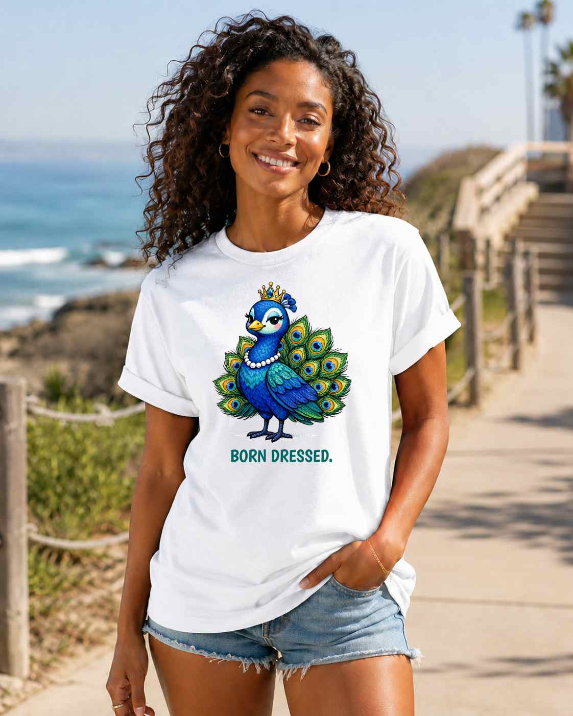 Fashion Peacock T-Shirt | Glam Animal Tee | Wild & Kind Couture Creatures