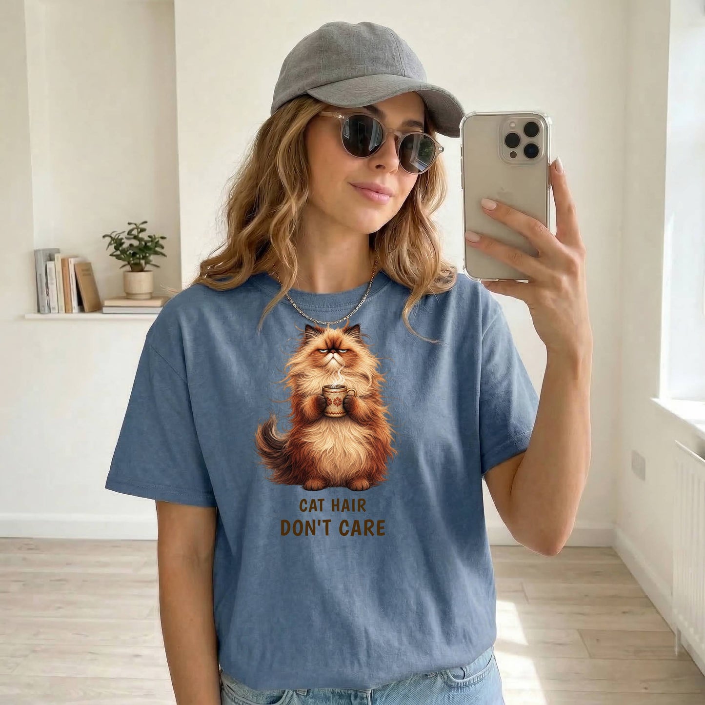 Cat Hair Don't Care — Domestic Divas Fluffy Cat Coffee Tee