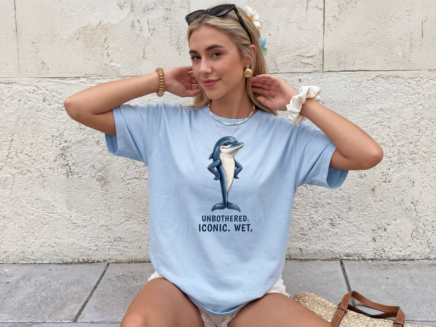 Unbothered. Iconic. Wet. — Dolphin Tee
