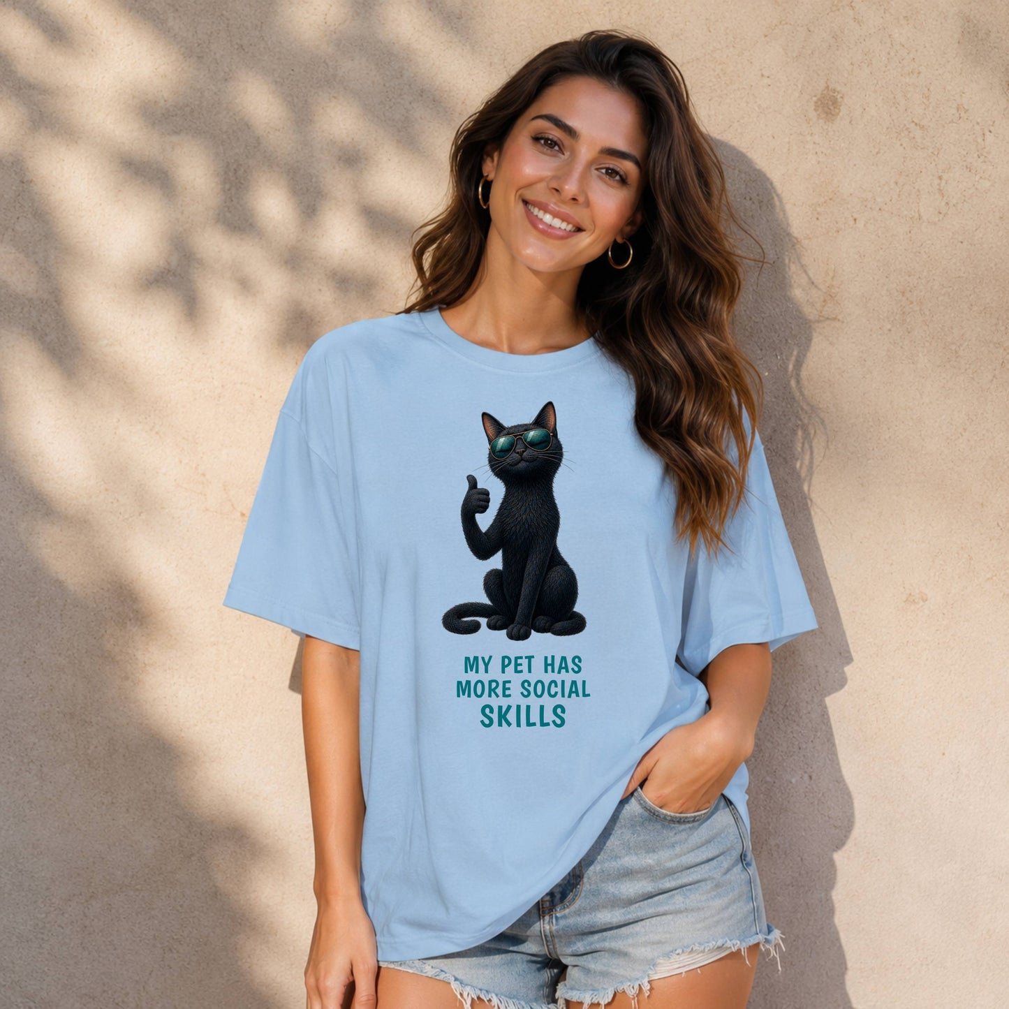 My Pet Has More Social Skills — Domestic Divas Black Cat Tee