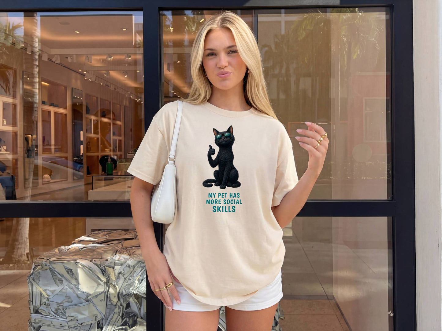 My Pet Has More Social Skills — Domestic Divas Black Cat Tee