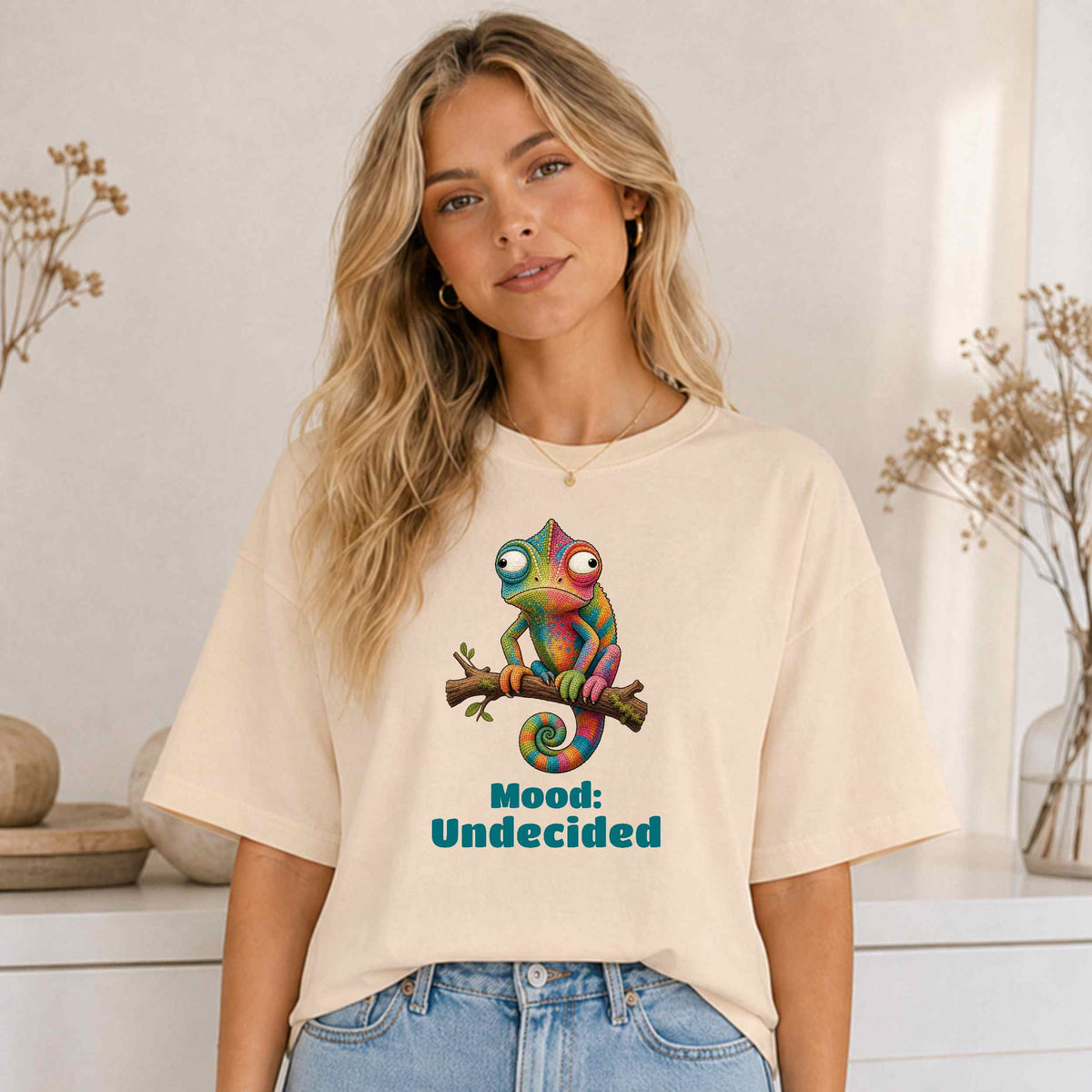 Chameleon "Mood: Undecided" T‑Shirt — Colorful Funny Casual Tee for Animal Lovers