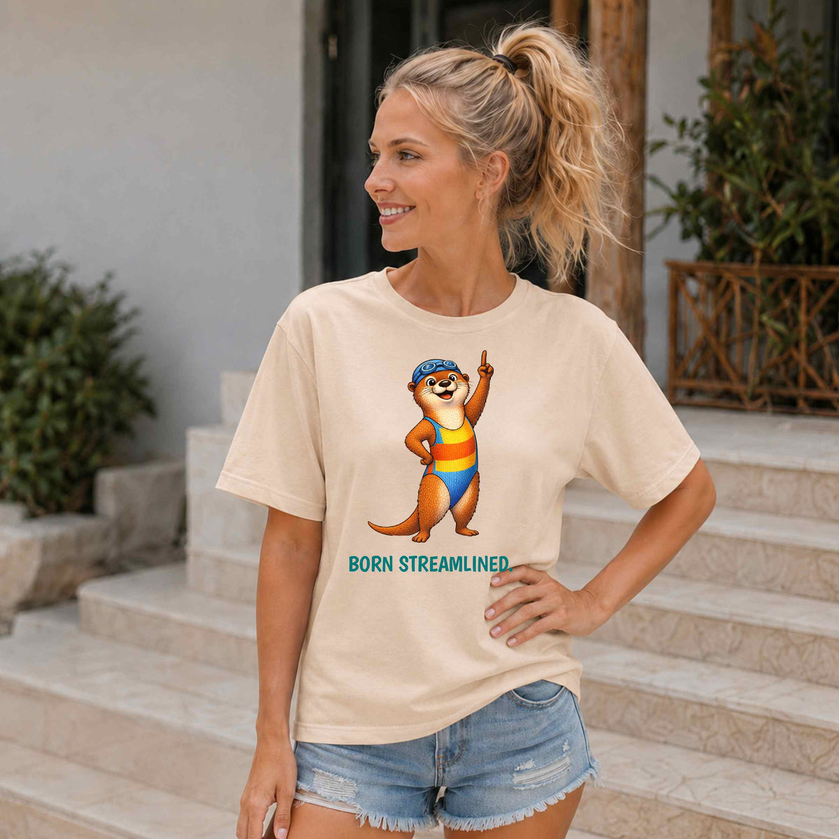 Swimming Otter T-Shirt | Funny Sports Animal Tee | Wild & Kind Game Face