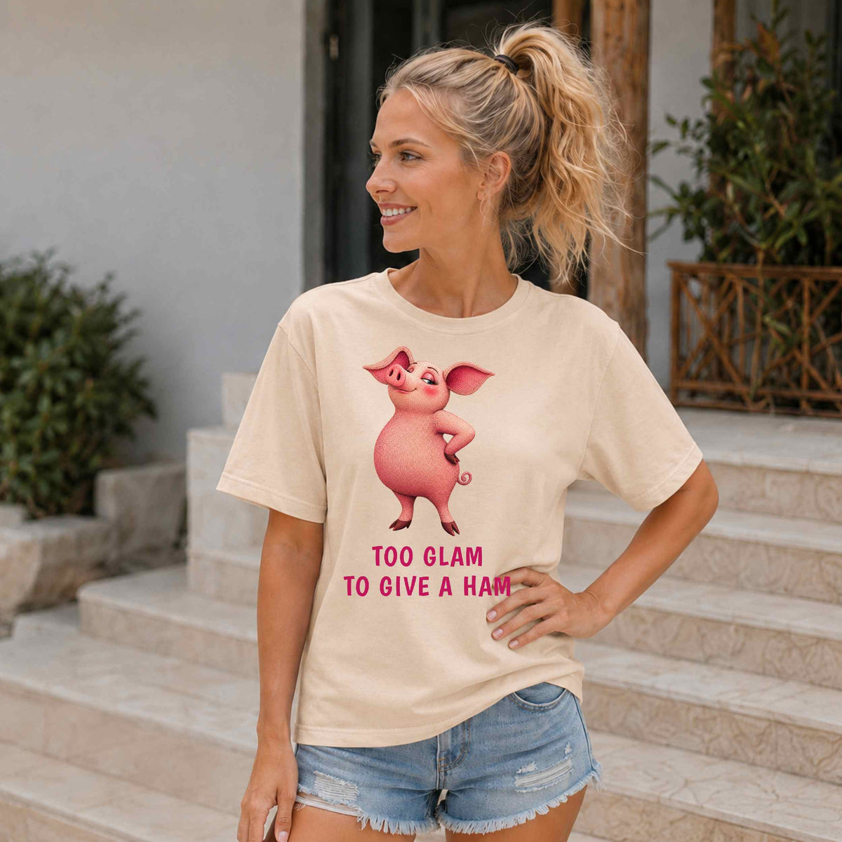 Too Glam to Give a Ham — Barnyard Baddies Pig Tee