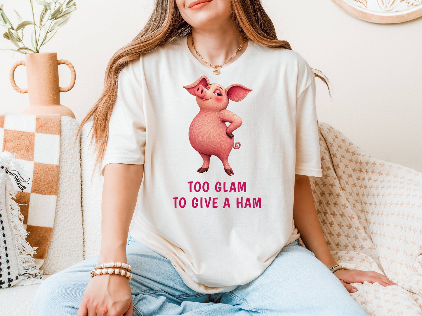 Too Glam to Give a Ham — Barnyard Baddies Pig Tee