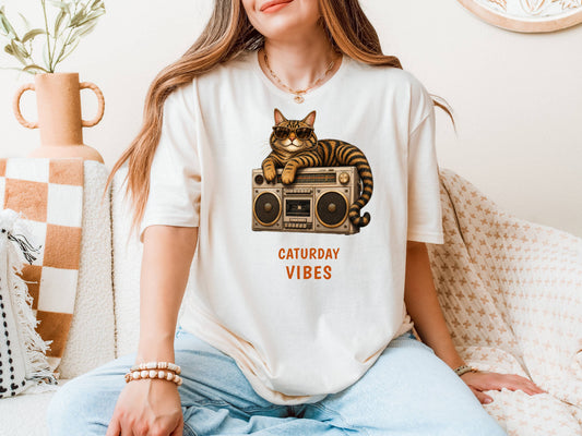 Caturday Vibes — Domestic Divas Cat Boombox Tee
