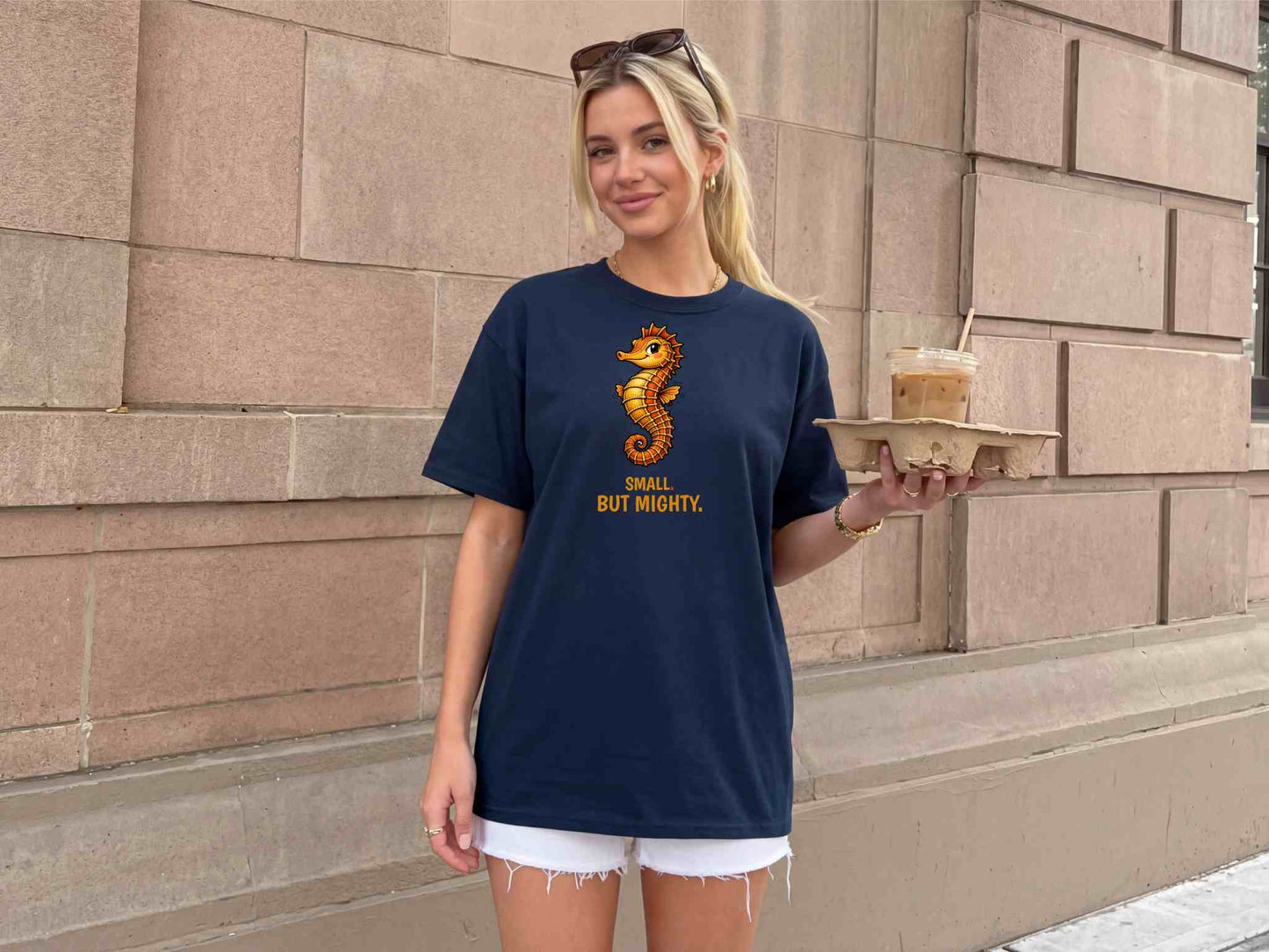 Seahorse T-Shirt — "Small but Mighty" Cute Ocean Graphic Tee