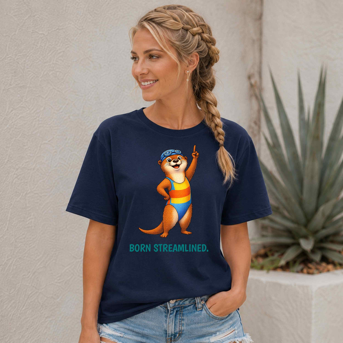 Swimming Otter T-Shirt | Funny Sports Animal Tee | Wild & Kind Game Face