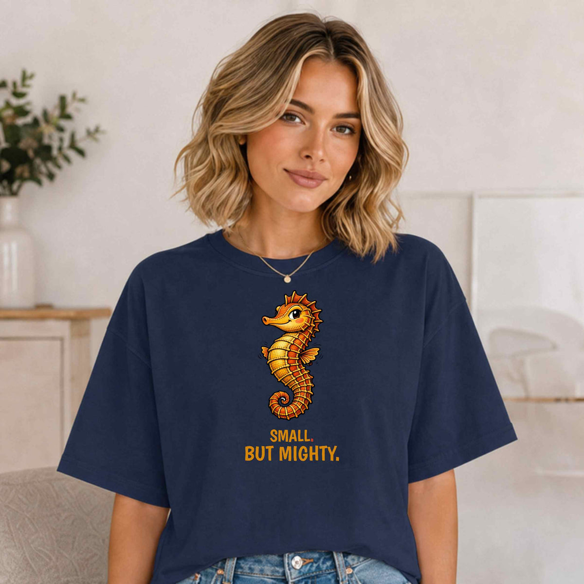 Seahorse T-Shirt — "Small but Mighty" Cute Ocean Graphic Tee