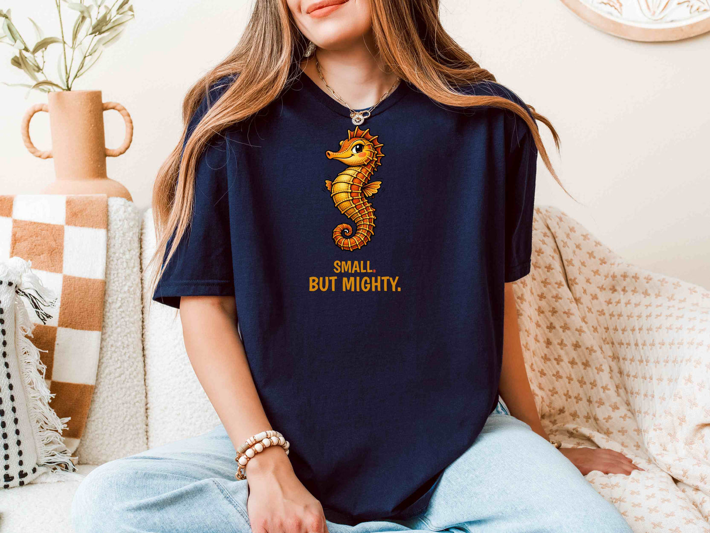Seahorse T-Shirt — "Small but Mighty" Cute Ocean Graphic Tee