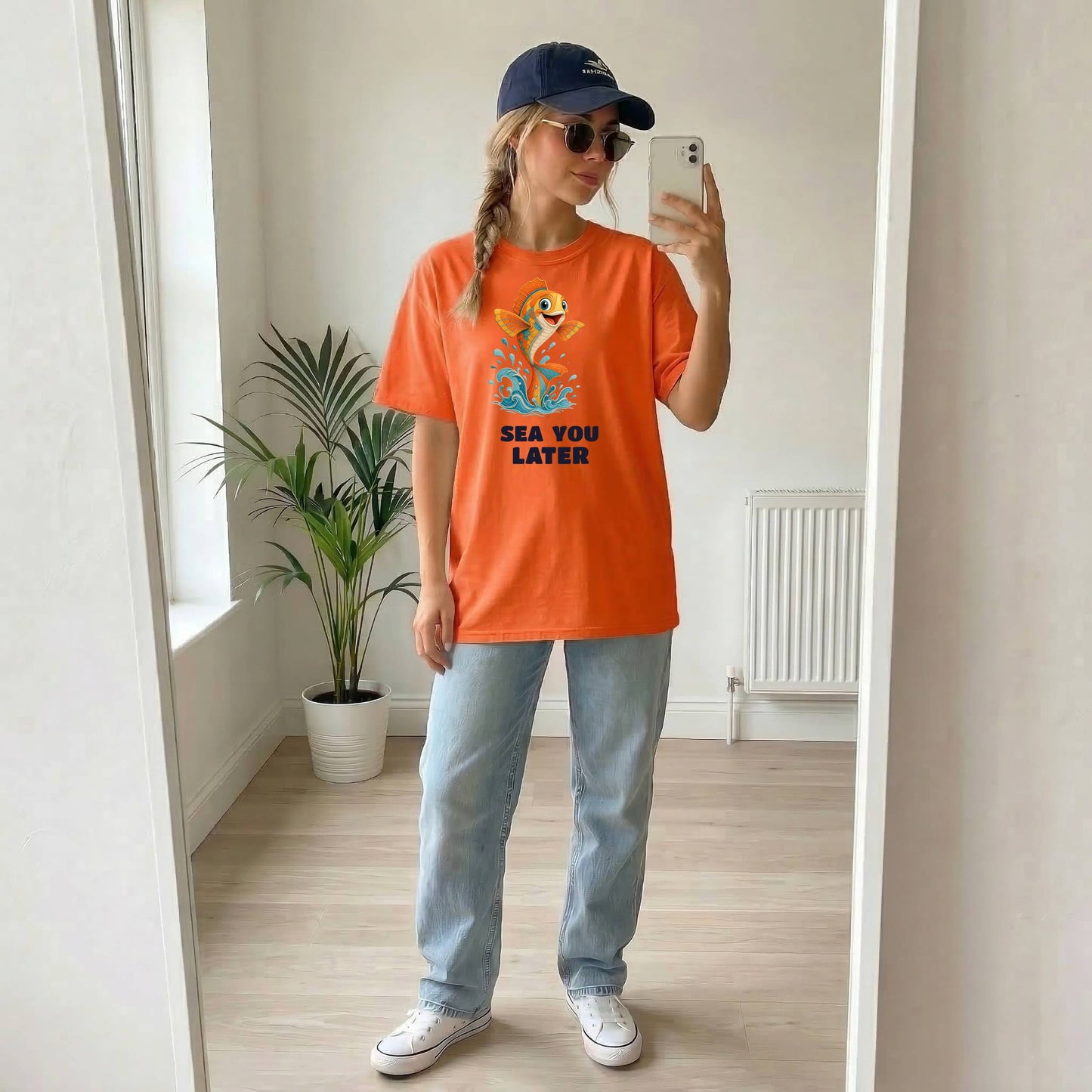 T-Shirt — “Sea You Later” Playful Jumping Fish Graphic Tee