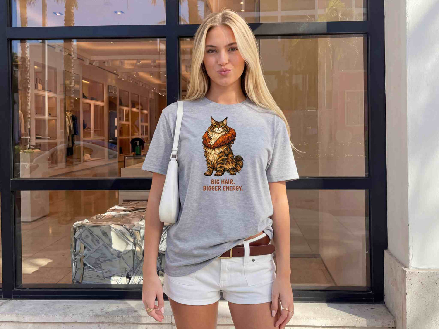 Big Hair, Bigger Energy – Maine Coon Cat T-Shirt | Wild & Kind