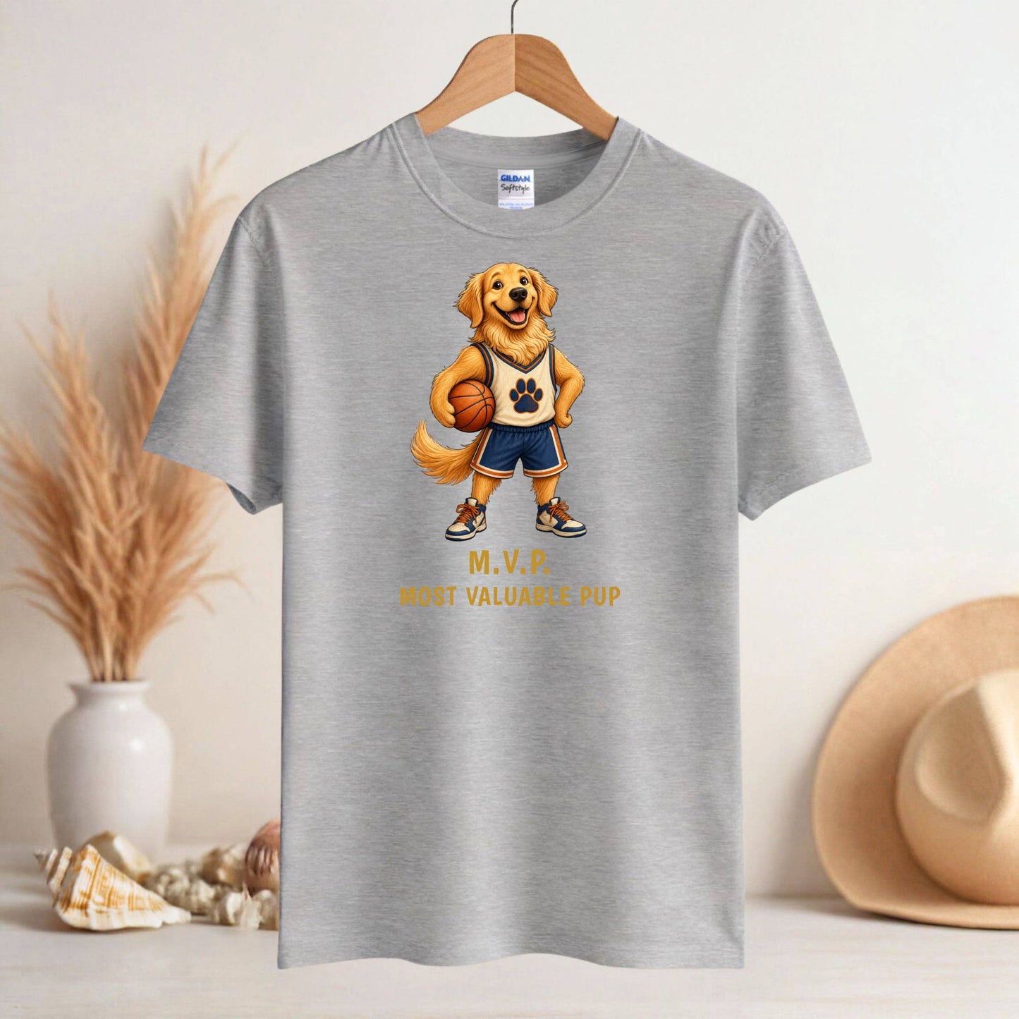 M.V.P. Most Valuable Pup — Basketball Golden Retriever Tee