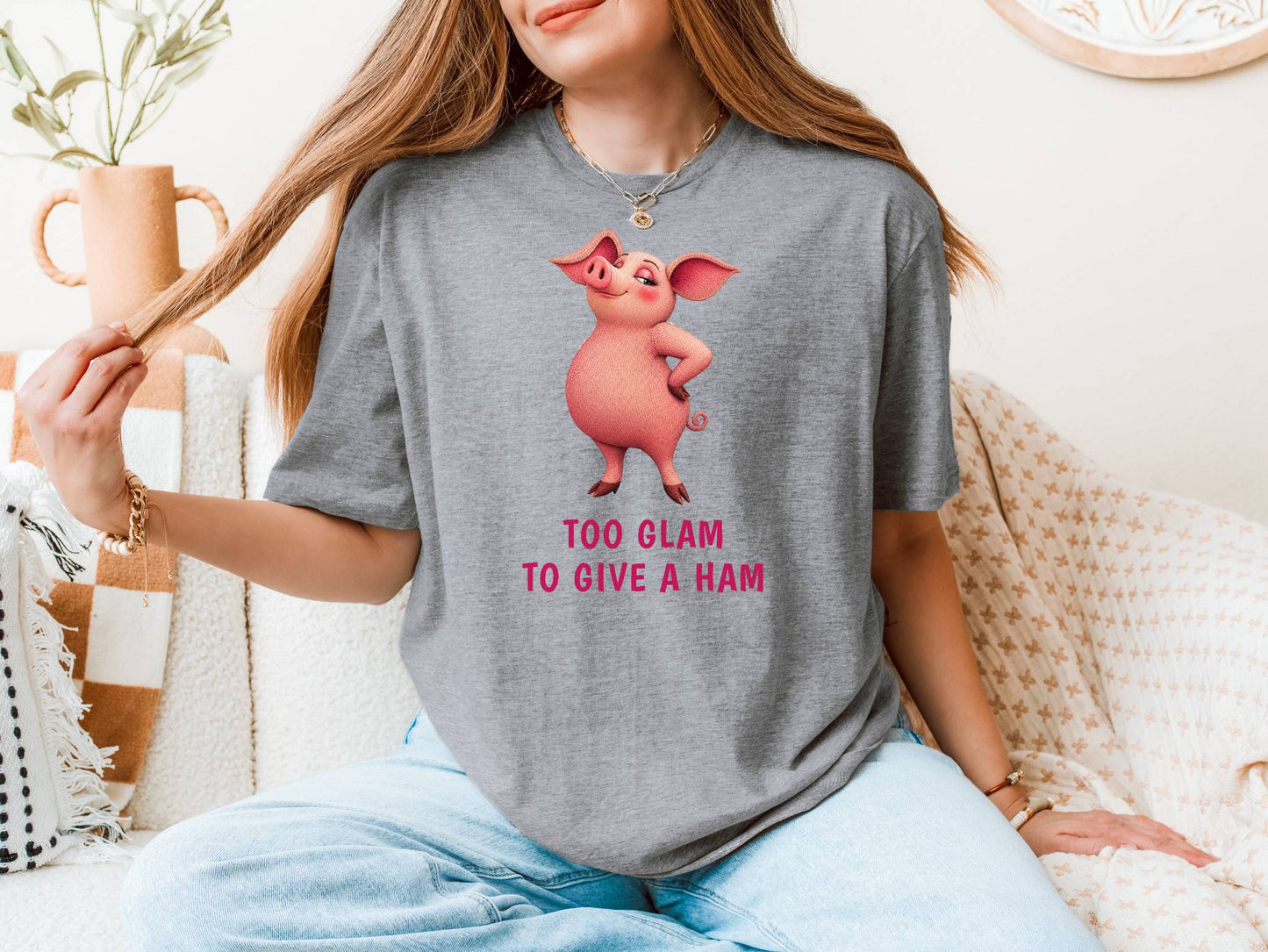 Too Glam to Give a Ham — Barnyard Baddies Pig Tee