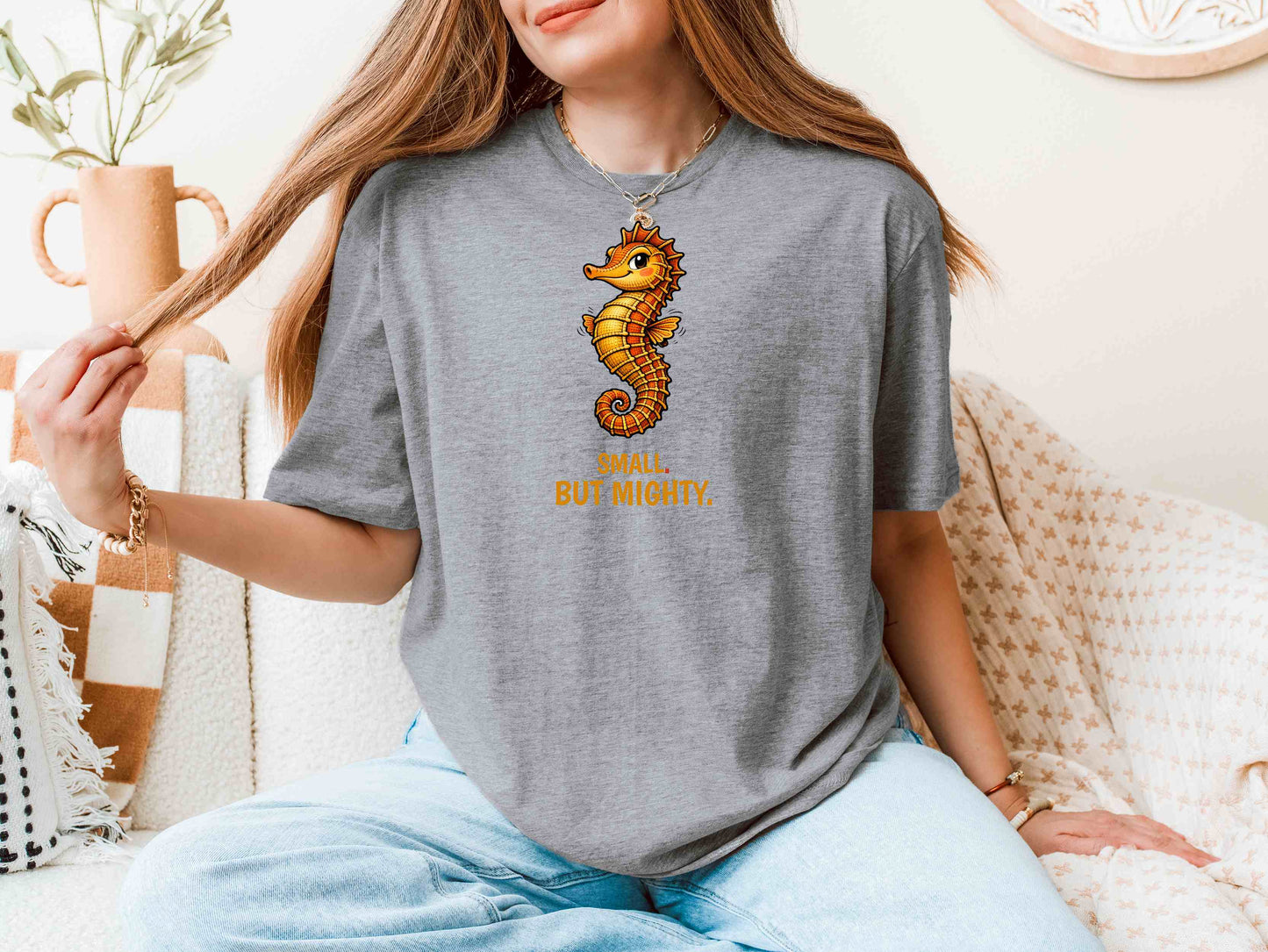 Seahorse T-Shirt — "Small but Mighty" Cute Ocean Graphic Tee