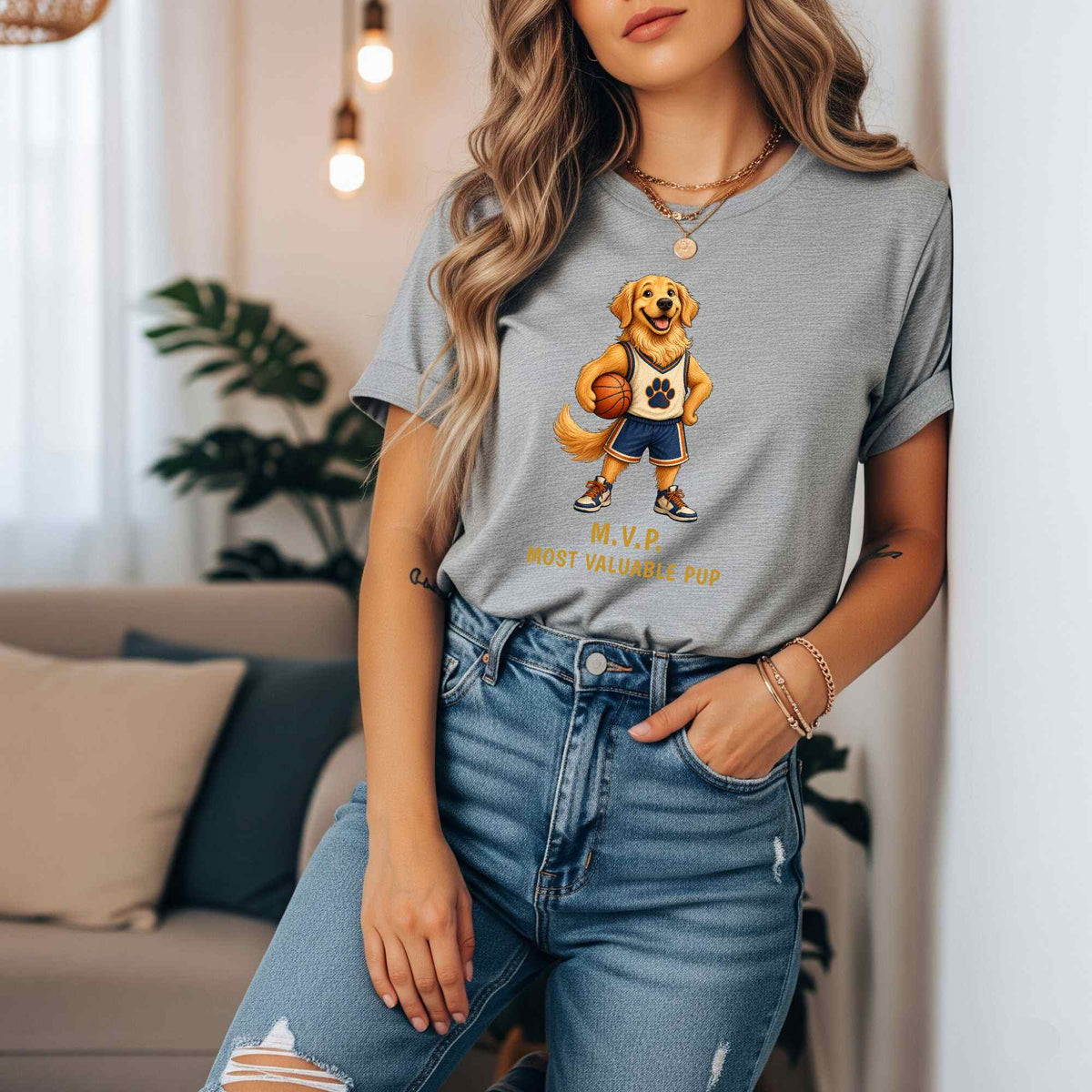 M.V.P. Most Valuable Pup — Basketball Golden Retriever Tee