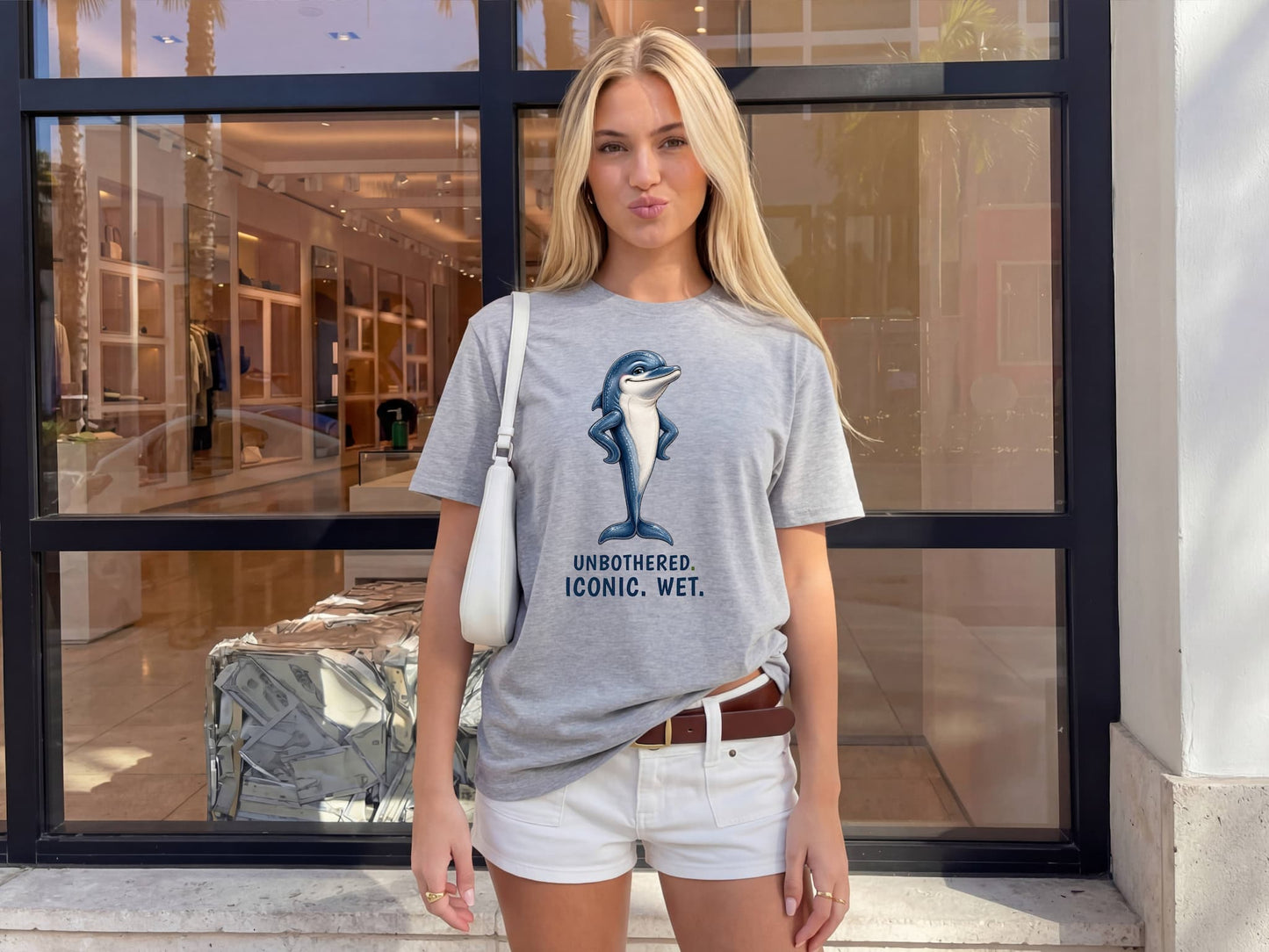 Unbothered. Iconic. Wet. — Dolphin Tee