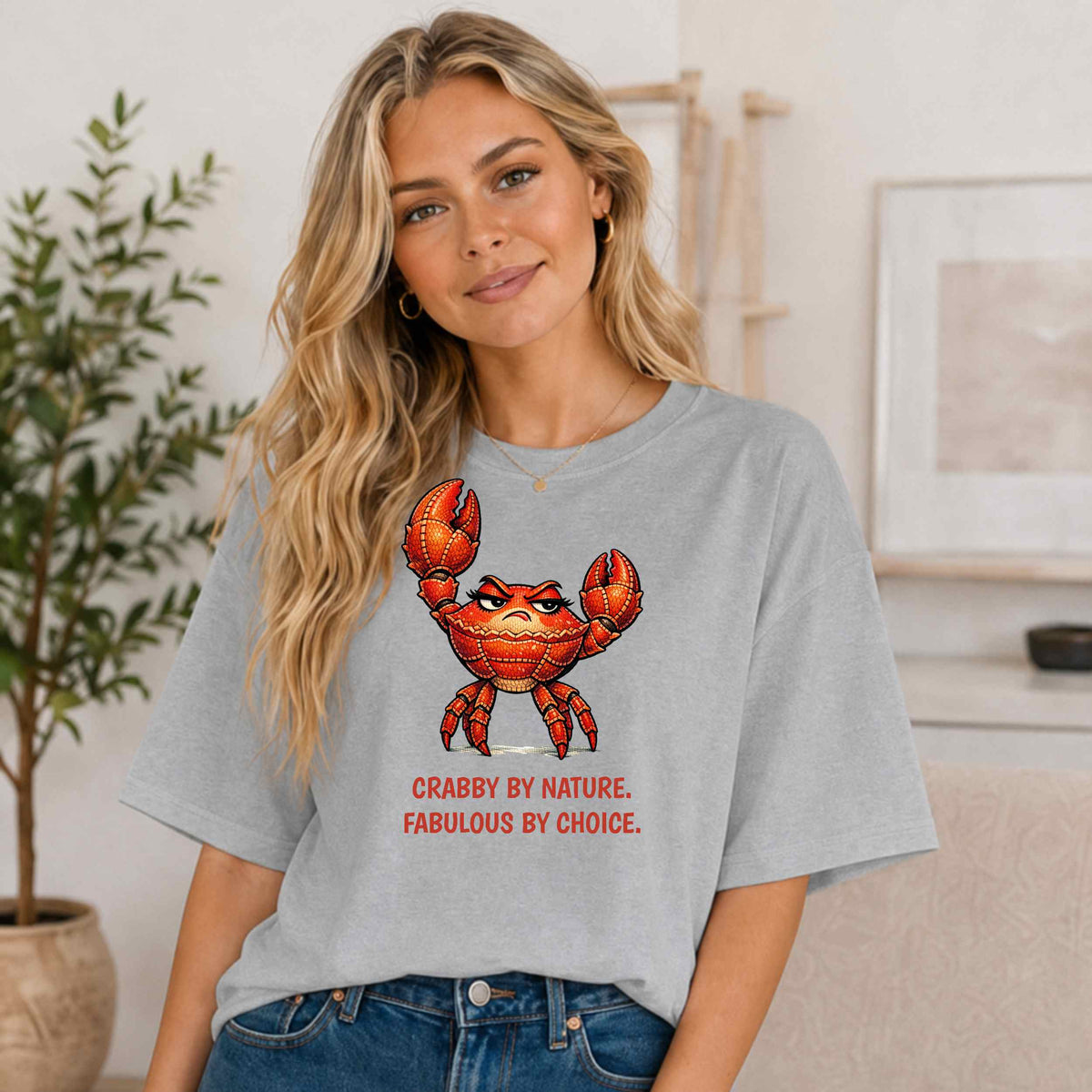 Crabby By Nature Graphic T-Shirt — Funny Crab Illustration Tee