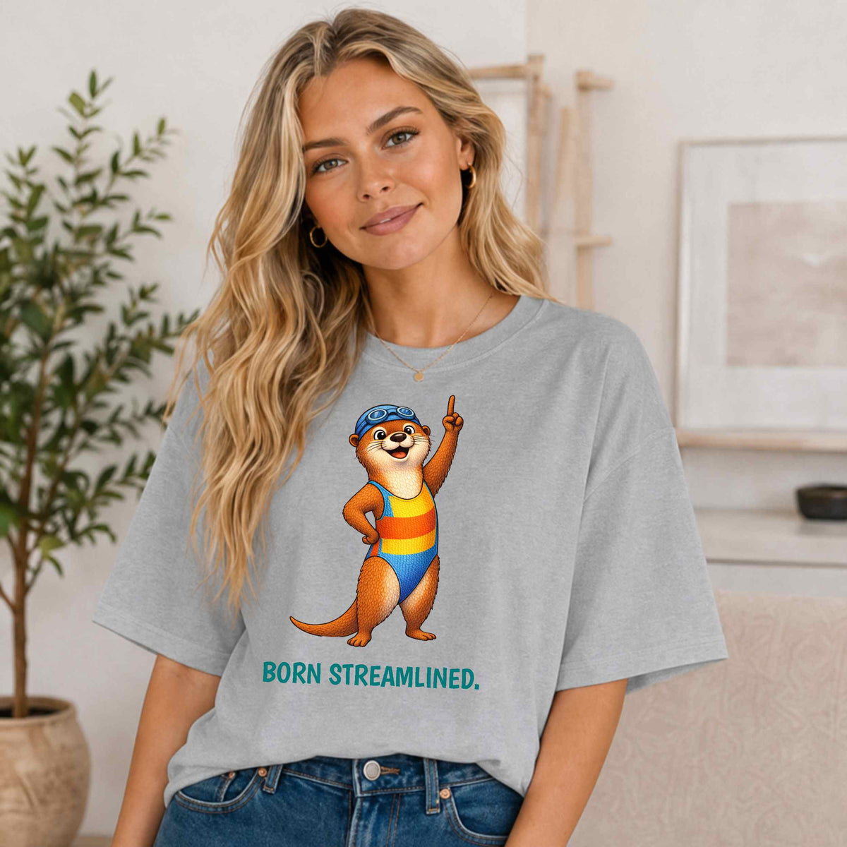 Swimming Otter T-Shirt | Funny Sports Animal Tee | Wild & Kind Game Face