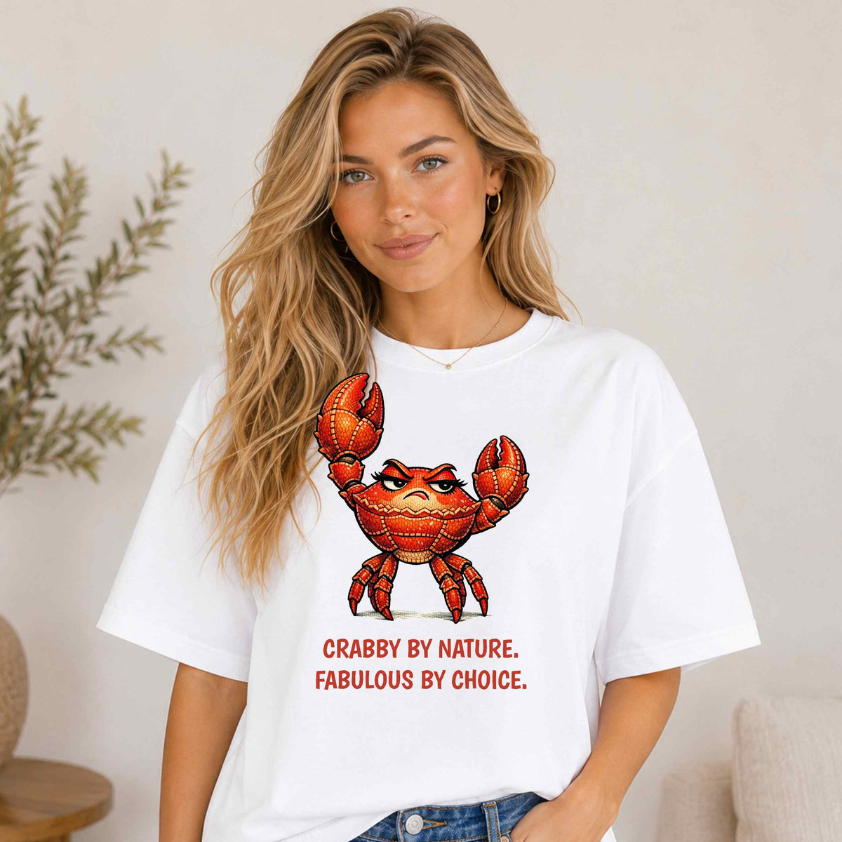 Crabby By Nature Graphic T-Shirt — Funny Crab Illustration Tee
