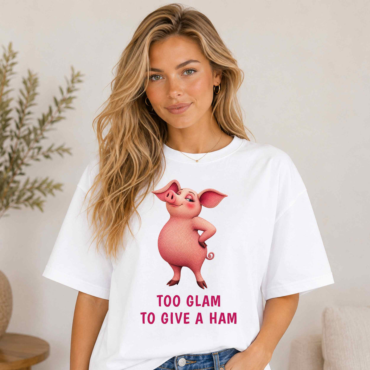 Too Glam to Give a Ham — Barnyard Baddies Pig Tee