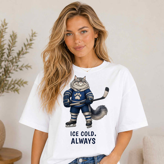 Ice Cold. Always. — Hockey Siberian Cat Tee