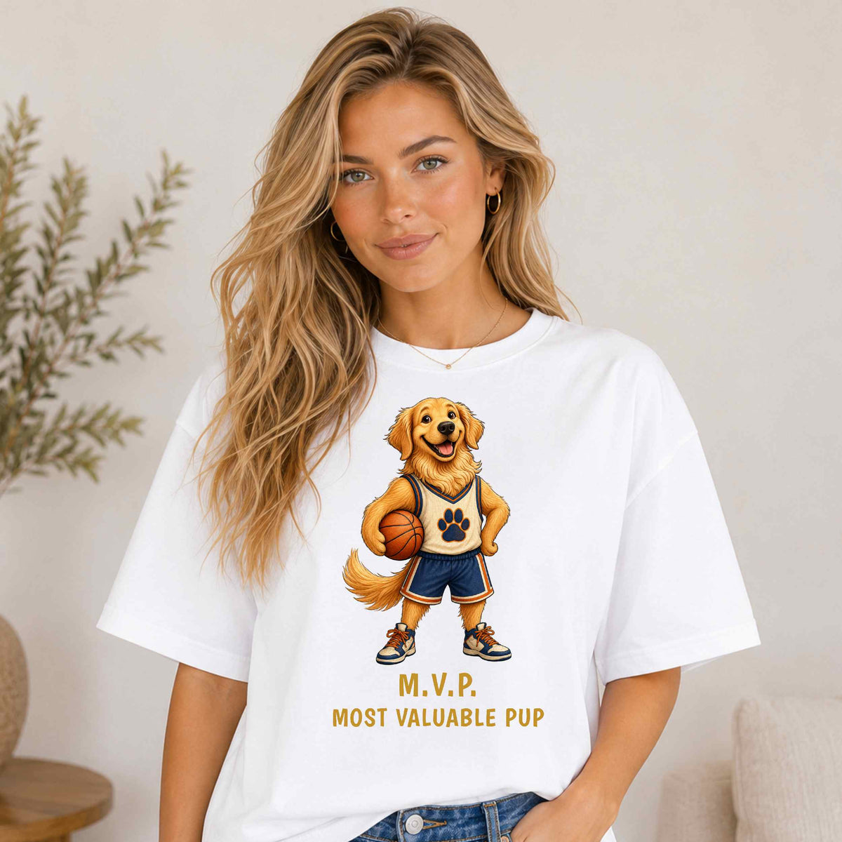 M.V.P. Most Valuable Pup — Basketball Golden Retriever Tee